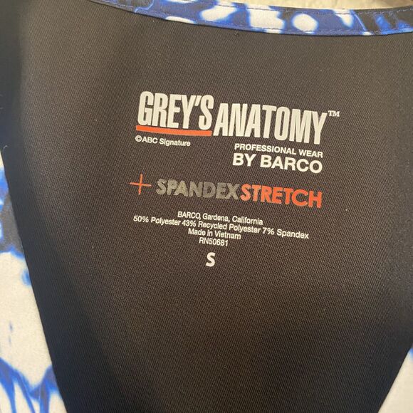 Grey's Anatomy by Barco Women Scrub Top S Blue Butterfly Short Sleeve V Neck - Picture 4 of 7